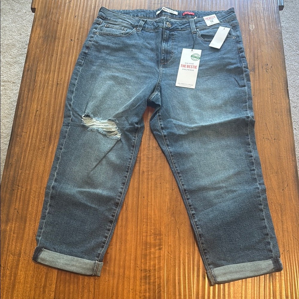 Celebrity Pink Blue Boyfriend Jeans Distressed
